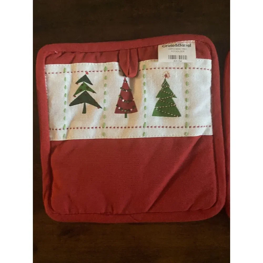 Crate & Barrel Set of 2 Potholder Christmas Trees
